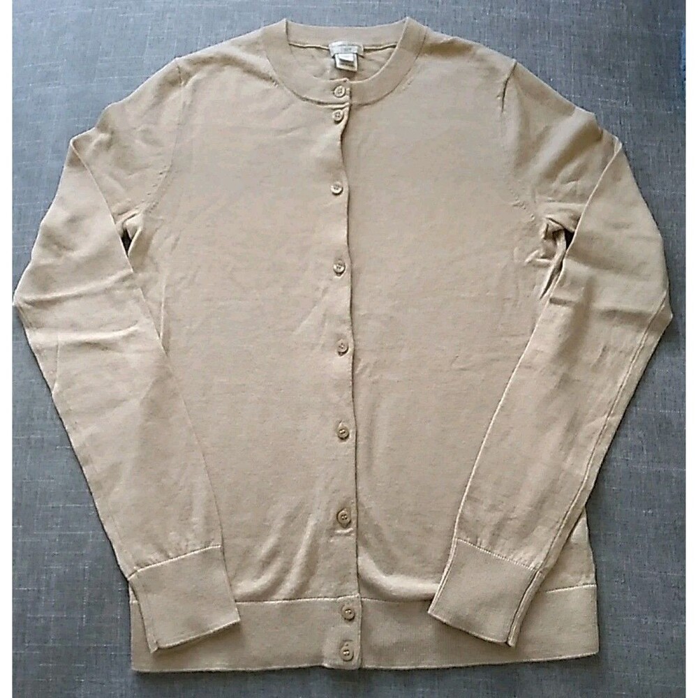 J. Crew Caryn Cardigan 100% Cotton Golden Brown Size XXS Preppy Carrier